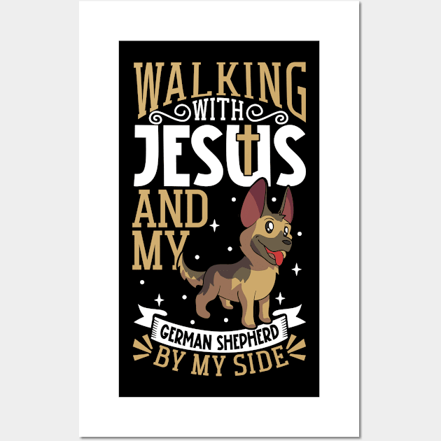 Jesus and dog - German Shepherd Wall Art by Modern Medieval Design